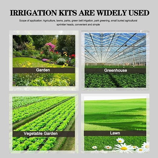 82FT Drip Irrigation Kit 1/4-inch Drip Irrigation Emitter Fan-Shaped Drip Irrigation Emitter Quick-Connect Automatic Drip Irrigation System Suitable for Watering Plants in Flowerpot Elevated Bed.