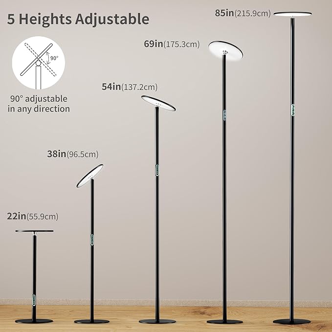 chiphy Grow Lights 85 Full Spectrum Plant Light for Indoor Plants 40W Grow Lamp 10 Dimmable Brightness Height Adjustable Ideal for Large Tall Plants