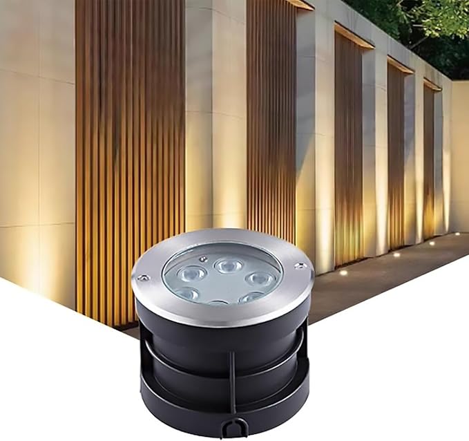 Outdoor Landscape Lights - LED Underground LightRound Recessed Spotlight IP67 Waterproof Tempered Glass Floor Light Thickened Integrated ABS Embedded ShellBlue-3W