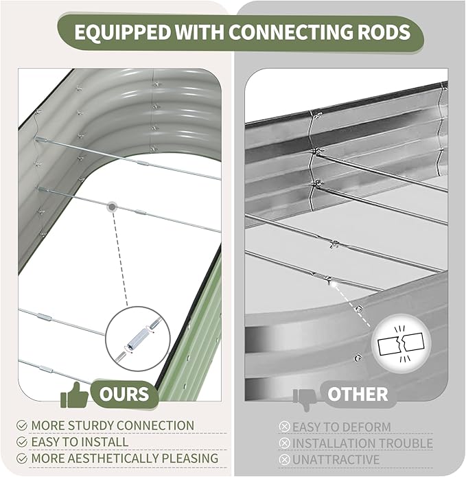 Galvanized Raised Garden Bed Outdoor- Raised Beds for Gardening| Metal Planter Box Steel Raised Garden Bed Kit with Safety Edging and Gloves for Vegetables Flower Herbs (6x2x1.4FT Green)