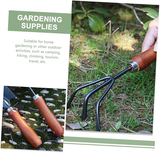 Garden Trowel and Small Shovel Set for Digging and Planting 4pcs Mini Handheld Gardening Tools with Extended Narrow Spade Dual-use Claw Rake and Soil Scoop for Flower Pots