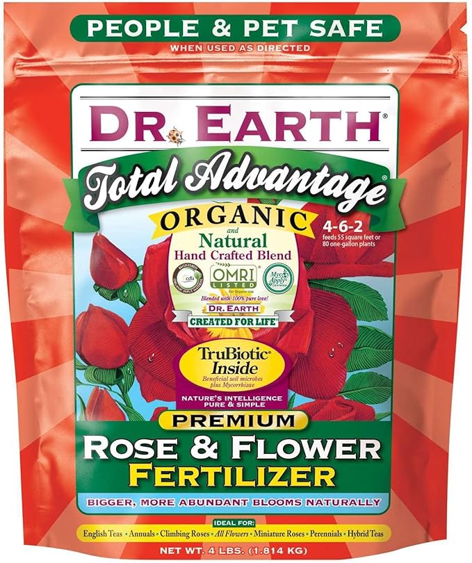 Dr. Earth 702P Organic 3 Rose &amp Flower Fertilizer in Poly Bag 4-Pound (4 lb (Pack of 2))