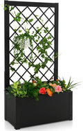 HAPPYGRILL Raised Garden Bed with Trellis 44” Metal Elevated Garden Box for Climbing Plants Vine Outdoor Planter Box for Yard Garden Balcony
