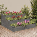 Grey Solid Fir Wood Raised Garden Bed 47.2x47.2x22.0 Inch Outdoor Planter Box for Vegetables Herbs Flowers Breathable Material Rustic Style