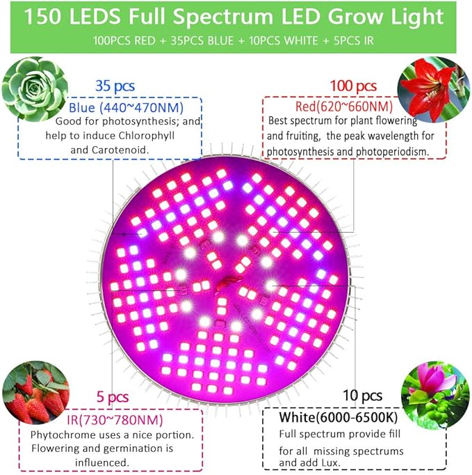 2 Pack LED Grow Light Bulb for Indoor Plants Full Spectrum Grow Lamp MILYN 100W E26 LED Plant Bulb for Seedlings Flowers Greenhouse Vegetable Succulent Houseplants Hydroponic