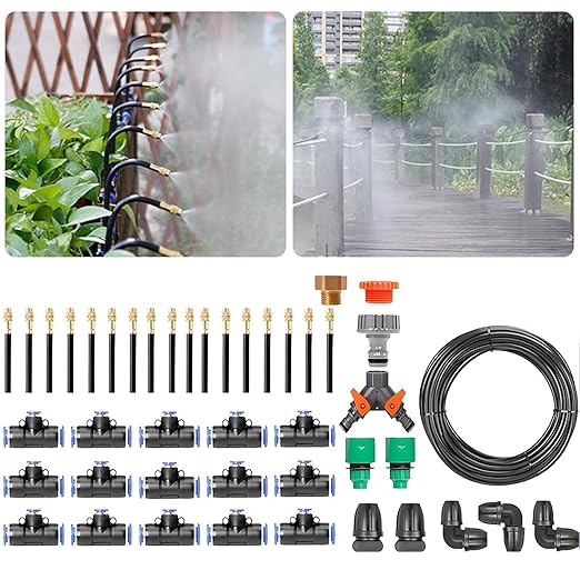 Automatic Drip Irrigation System Automatic Irrigation Equipment Set Automatic Drip Irrigation Kit Suitable for 1/2 and 3/4 Faucets Full Coverage Smart Timer 1Sec - 300 Min 30m