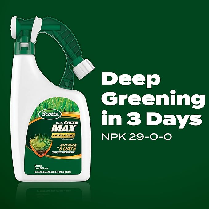 Scotts Liquid Green Max Lawn Food: 2000 sq. ft. 2-in-1 Fertilizer and Iron Supplement Use on Any Grass Type 32 oz.