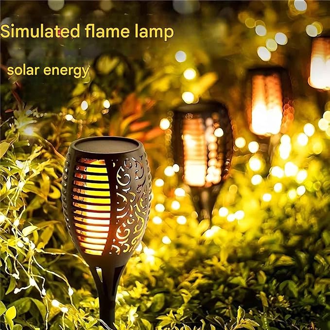 Solar Garden Stake Light –Flame Torch Lamp Weatherproo for Outdoor Pathway Lighting No Wires Required with Automatic Night Activation(Warm Light6PCS (1.2V))