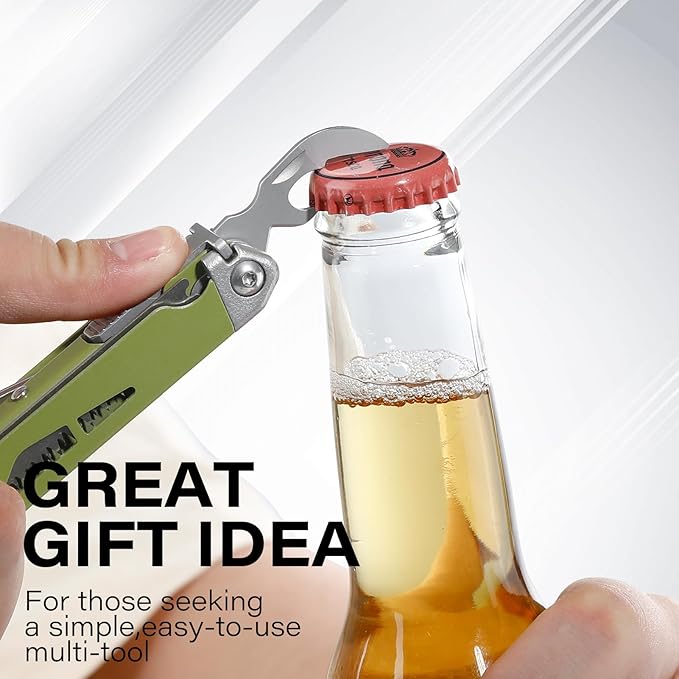 Multitool 21-in-1 Multi Tool Pliers with Safety Locking and Spring-Action Scissors Heavy-duty Stainless Steel Multi-tool Set with Nylon Sheath for Work Home Garden DIY &amp Auto Olive Green