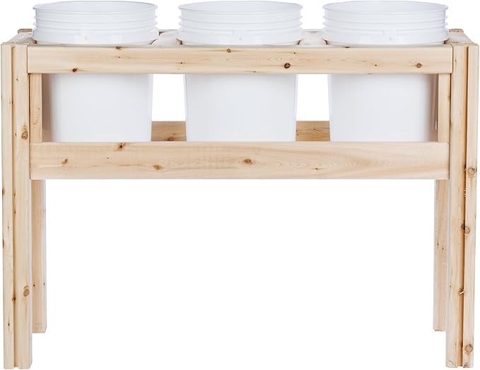 Greenes Fence Three Bucket Elevated Cedar Wood Garden Frame 43 in. x 16 in. x 30 in. - Made in USA with North American Cedar