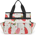 Strawberries Gardening Tool BagHeavy Duty Garden Tote BagPortable Oxford Gardening Storage Basket Organizer Handbag with Pockets HandleHand Tools Gifts for Outdoor Garden Lawn Yard