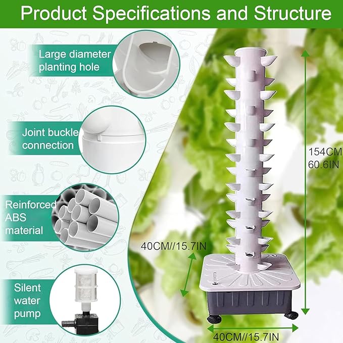 Hydroponic Tower Growing45 Holes hydroponic Growing Vegetable Growing Equipment Tower Garden hydroponic Growing Suitable for