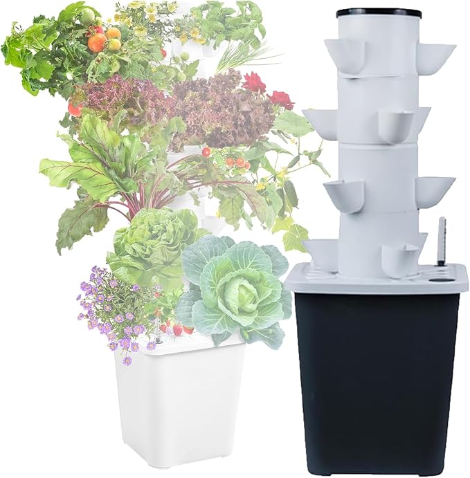 Hydroponic Tower Garden Hydroponic Planting System DIY Hydroponic Farm Equipment Suitable for Indoor Herbs Fruits and Vegetables(20 Holes)