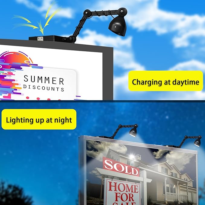 Solar Billboard Light Solar Sign Light 5200 mAh with 60 Super Bright LEDs for Outdoor Signs Advertisement Signs Highway