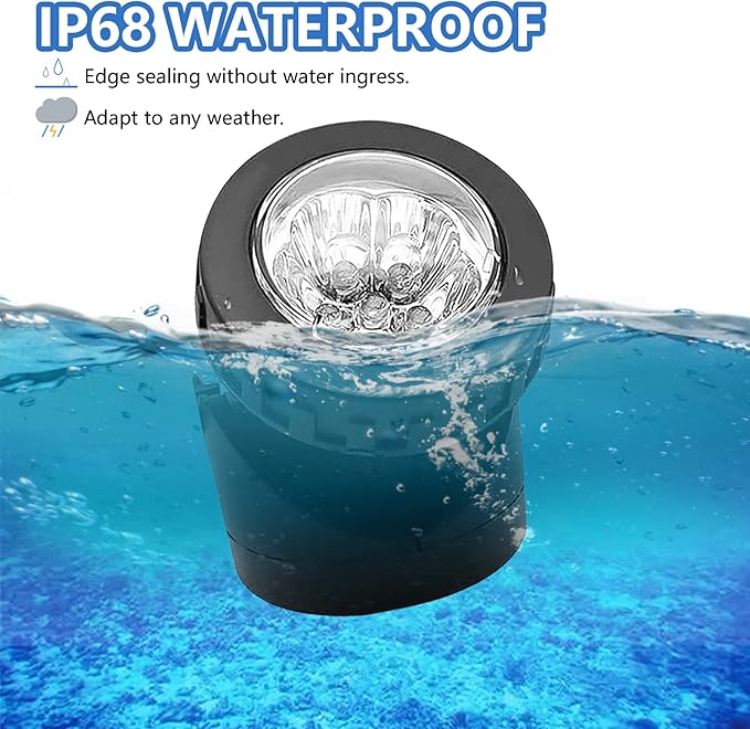 AVEKI Solar Pond Spotlights 2 in 1 12 LED Solar Underwater Lights with Dual Head Waterproof Submarine Landscape Spotlight Security Lighting for Outdoor Patio Garden Fountain Pond