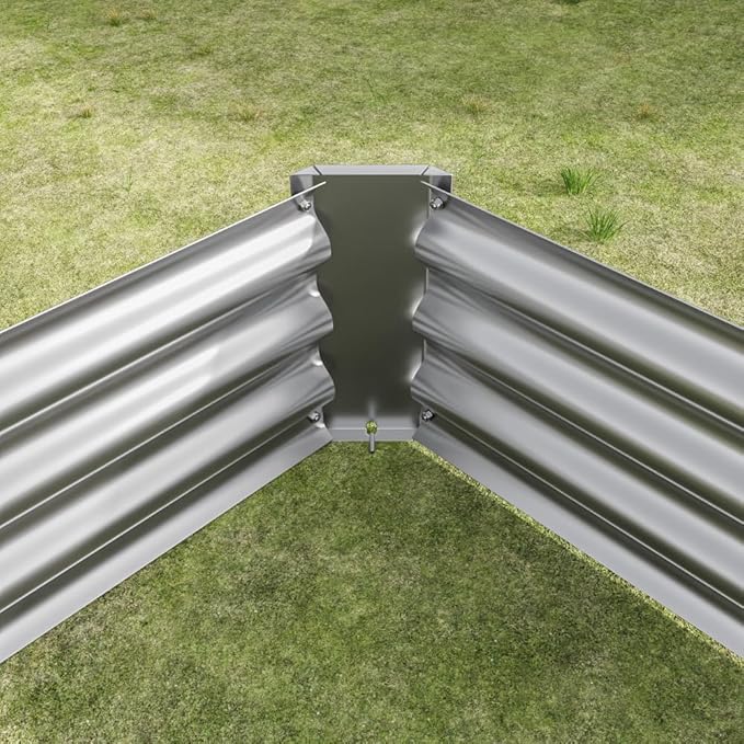 Heavy-Duty Galvanized Steel Raised Garden Bed for Outdoor Vegetable Herb and Flower Planting – Rust-Resistant &amp Durable (Silver with 8x4x1ft)