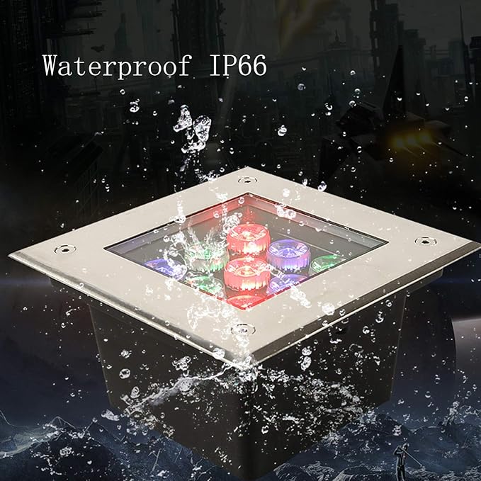 LED Outdoor Spotlights Waterproof IP66 Landscape Lights AC85V~265V Underground Light for Patio Yard Pathway Lawn 8 Colors (Red 24W)