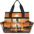 Sunset Horse Garden Tool Bag for Women Men Garden Storage Tote Bag with 10 Pockets &amp Handle Gardening Tool Organizer for Garden Patio Indoor Outdoor