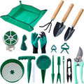 18-Piece Gardening Kit with Bonsai Tools Succulent &amp Herb Planting Set Pruning Shears Seed Trays Waterproof Mat – Durable BPA-Free Indoor &amp Outdoor Garden Tool Set Gift