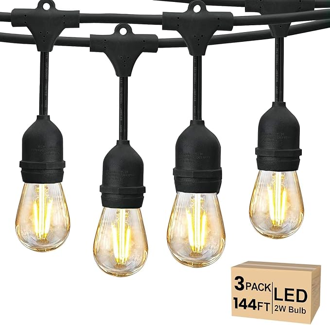 Svater Landscape Lighting Outdoor 8 Pack with 144 FT Outdoor String Lights 2W for Outside Patio Backyard