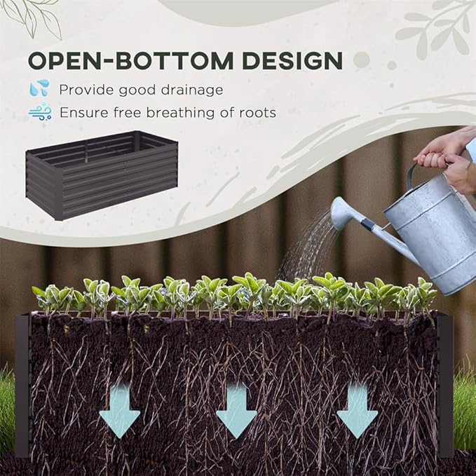 Metal Raised Garden Bed Outdoor Galvanized Raised Large Planter Raised Beds for Vegetables Flowers &amp Herbs Dark Grey 6x3x2FT