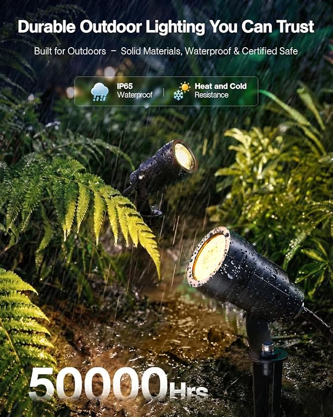 HIBOITEC 5W Low Voltage Landscape Lights 2900K Warm White Landscape Lighting with Connectors12-24V AC/DC Waterproof Landscape Spotlights for Garden Tree Yard Wall 6 Pack