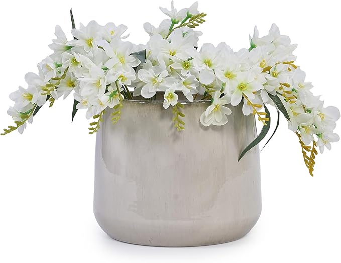 Handmade Ceramic Planter Set of 4 691114 Inch Diameter Neutral Textured for Succulents Cacti Orchids IndoorOutdoor Use on Windowsills Bookshelves Breathable Clay