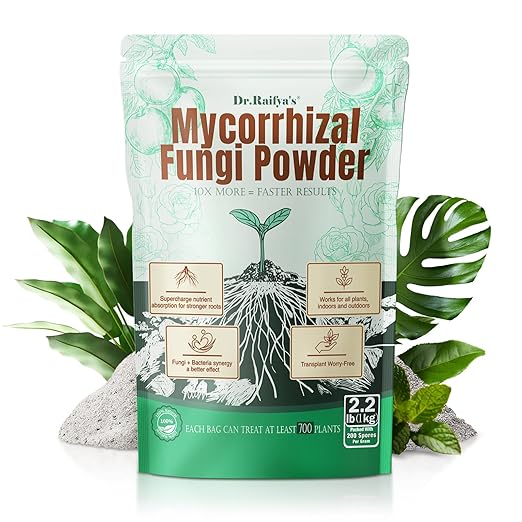 Dr. Raifya's Mycorrhizal Fungi Inoculant 10X Concentrated Up to 700 Plants–Organic Root Stimulator to Strengthen Roots Enhance Growth &amp Increase Yield Safe for Vegetables Flowers &amp Fruits