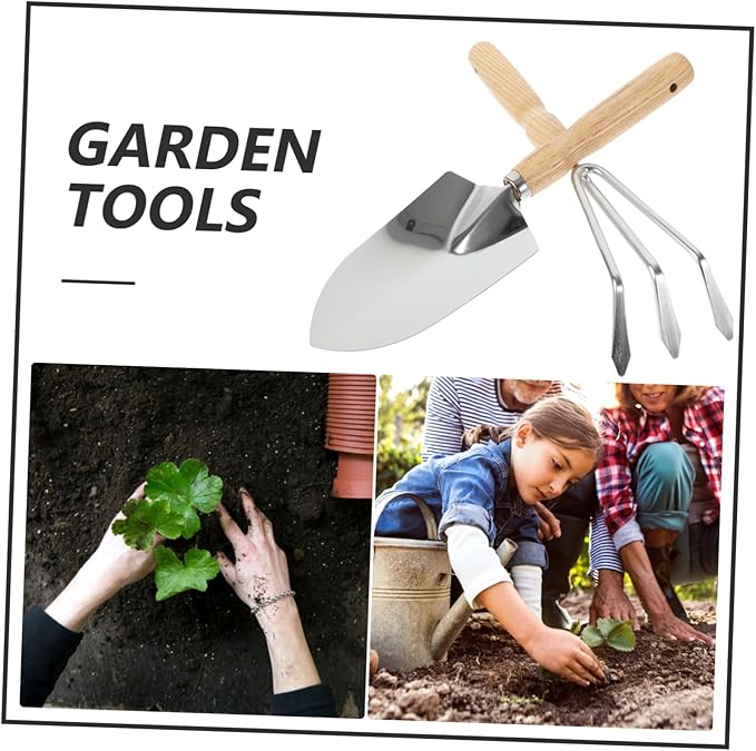4sets Garden Tools for Small Plants Portable Rake and Trowel Kit for Soil Cultivating Weeding and Transplanting Hand Tools for Home and Outdoor Use