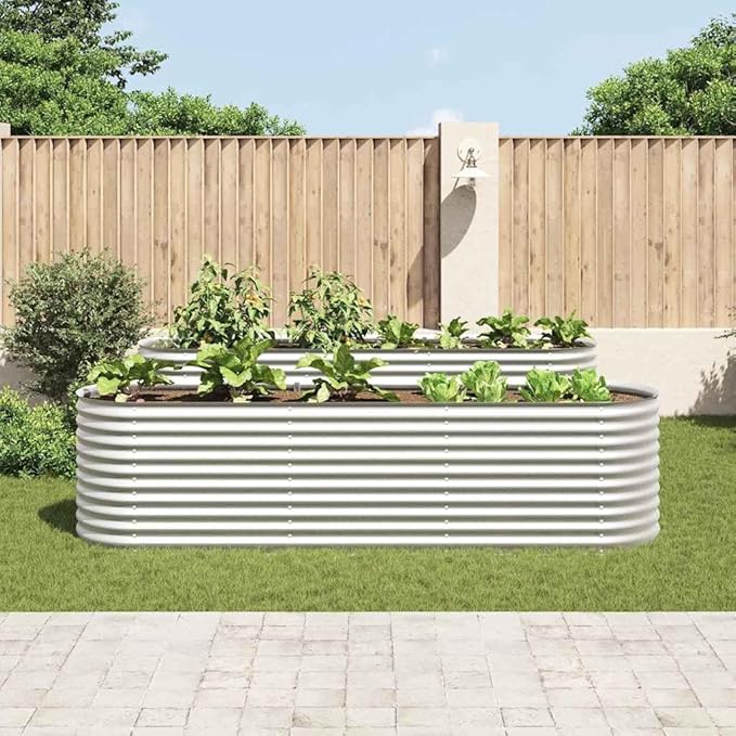 Garden Raised Bed Silver Galvanized Steel 126x31.5x31.9 inch Large Outdoor Metal Planter Box for Vegetables