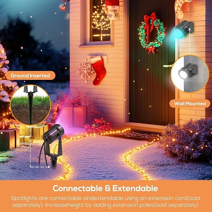 SUNTHIN Outdoor Landscape Lighting with Remote RGBW Color Changing Spot Uplights 16 Pack