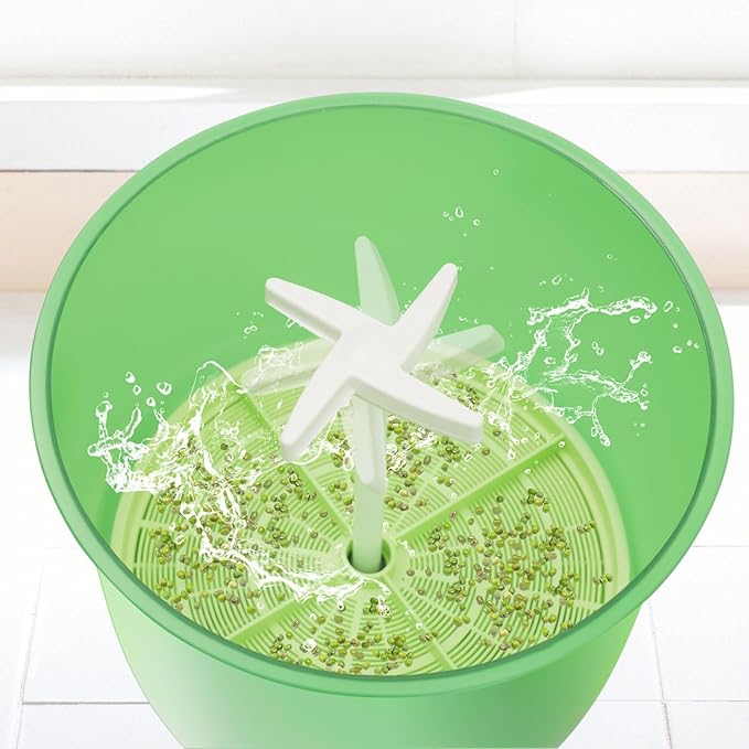 Household Automatic Bean Sprouts Machine 2 Layers Intelligent Bean Sprouts Maker 360° Sprinkler 110V Bean Sprouts Grow Kit with Blackout Cloth and 3 Seasonal Modes for Radish Sprouts