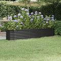 Garden Raised Bed Powder-Coated Steel Anthracite 88.2x15.7x14.2 Large Outdoor Planter Elevated Garden Bed for Vegetables Herbs Flowers and Plants