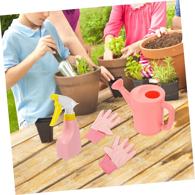 1set Boy Girl Gardening Tools Set Gardening Kit Shovel Rake Watering Can Gloves Apron and Tote Bag for Outdoor Fun and Skill Development