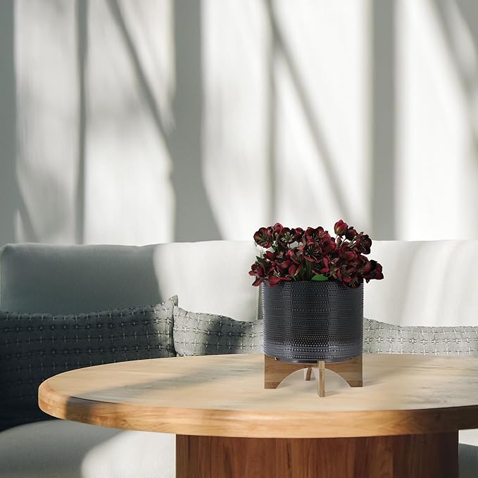 Generic 10 Dotted Planter W Wood Stand Green
