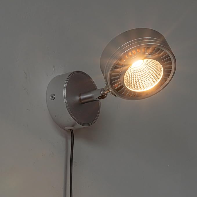 Silver Plant Lights Full Spectrum LED Adjusted Angle Wall Lights 10W Warm Light Plug in Cord Spot Lamp Imitation Sunlight for Indoor Home Plants Growing