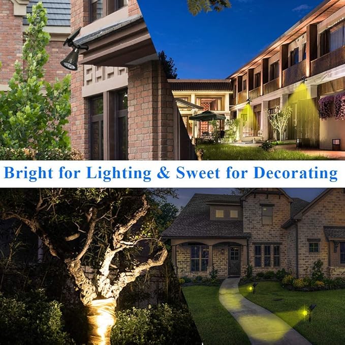 Solar Landscape Lights 4 LED Solar Spotlights 2 in 1 Security Light Solar Lights Outdoor Waterproof for TreePatioYard (Warm White)