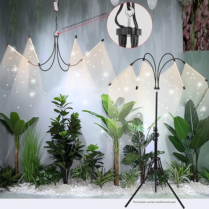 LED Plant Grow Light with Stand LED Grow Light Full Spectrum for Indoor Plants10 Dimmable Levels3 Modes TimingTripod Adjustable 15-72 inch.