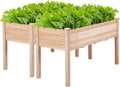 Topeakmart Wooden Garden Planter Boxes 48 X 23 X 30in Elevated Raised Garden Bed Outdoor with Legs Wooden Gardening Box for Flower/Vegetable/Herb/Tomato/Backyard/Patio 2pcs