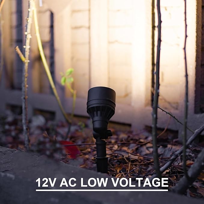 GOODSMAN Landscape Lighting 6PK Low Voltage Landscape Lights Led Low Voltage Landscape Spotlights 4.5W 205 Lumen Floodlights with Cable Connectors Metal Stakes 9127-96603-06A