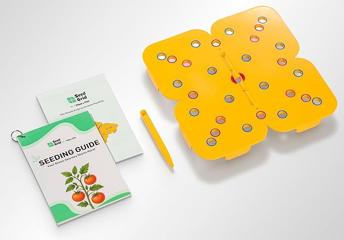 Seed and Seedling Spacer Tool for Garden // Square Foot Gardening Seed Template for Organized Plants Vegetables &amp Fruits // Spacing Tool Kit for Planting (Yellow)