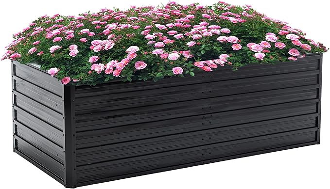 Galvanized Raised Garden Bed 6x3x2ft Outdoor Planter Box Galvanized Steel Garden Bed Kit for Vegetables Flowers Herbs and Succulents Black