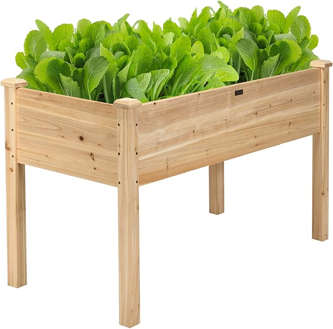 Giantex Raised Garden Bed Wood Planter Box with Legs Drain Holes Elevated Garden Bed for Vegetables Standing Garden Container Planter Raised Beds for Backyard Patio 49 Lx23 Wx30 H