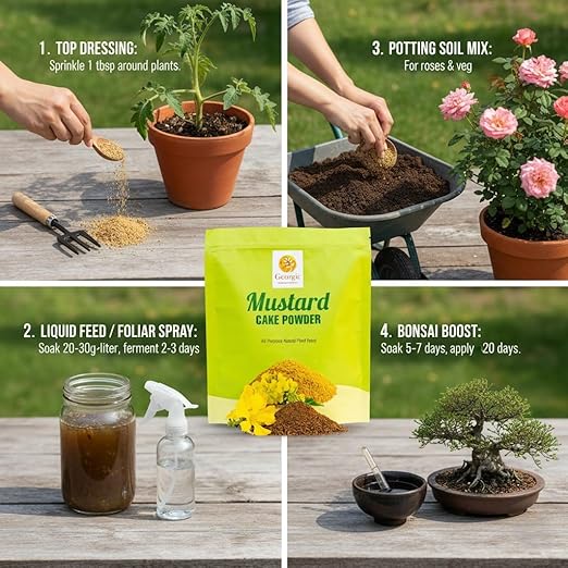 Mustard Oil Cake Powder All-Purpose Natural Fertilizers Concentrate for Flower Vegetable Herb Fruit Tree | Pack of 3