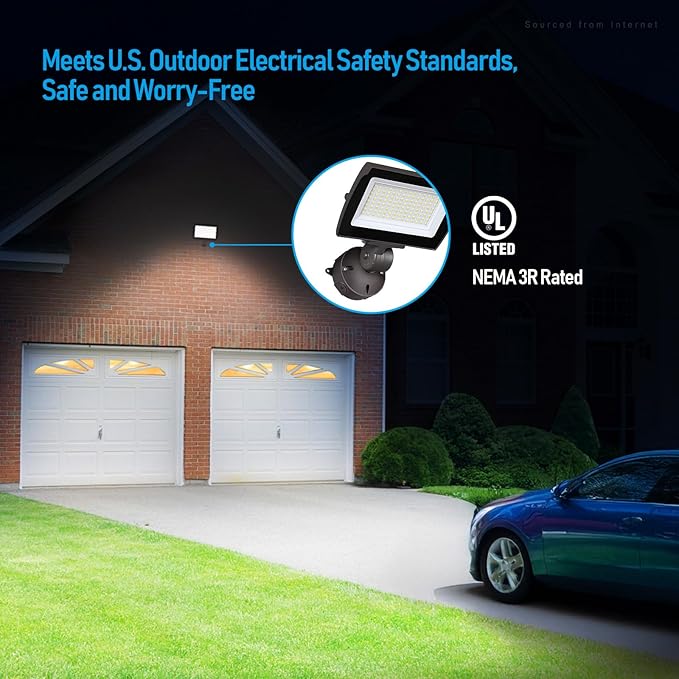 LEONLITE Bullet Flood Light Bundle Round Outlet Box 1-Pack 30W Commercial LED Landscape Spotlights 3CCT &amp 1-Pack Six 1/2-In Knockouts Round Outdoor Electrical Box Brown