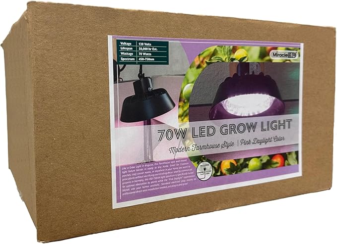 Miracle LED 70W Elegant Barn Vibe Indoor/Porch LED Grow Light with Pink Spectrum Daylight for Herbs and Vegetables and at Home Produce Growing.