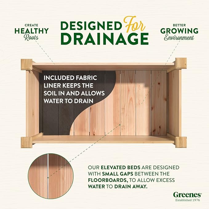 Greenes Fence Premium Cedar Elevated Garden Bed 24 W x 48 L x 19 H - Made in USA with North American Cedar