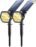 Nekteck Solar Lights Outdoor10 LED Landscape Spotlights Powered Wall Lights 2-in-1 Wireless Adjustable Security Decoration Lighting for Yard Garden Walkway Porch Pool Driveway (2 Pack Warm White)