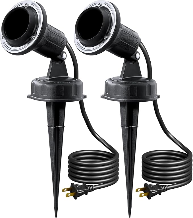 EDISHINE 120V Spotlights Outdoor Plug in Outdoor Flood Stake Lights Waterproof Landscape Lights Socket LED PAR38 Flood Light Bulb 2 Pack Dimmable Light Bulb E26 3000K