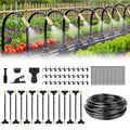 Automatic Drip Irrigation Kit - 50FT with Tool-Free Quick Connectors 15 Copper Atomizing Nozzles &amp 360° Bendable Spray for Garden Greenhouse Lawn Plants